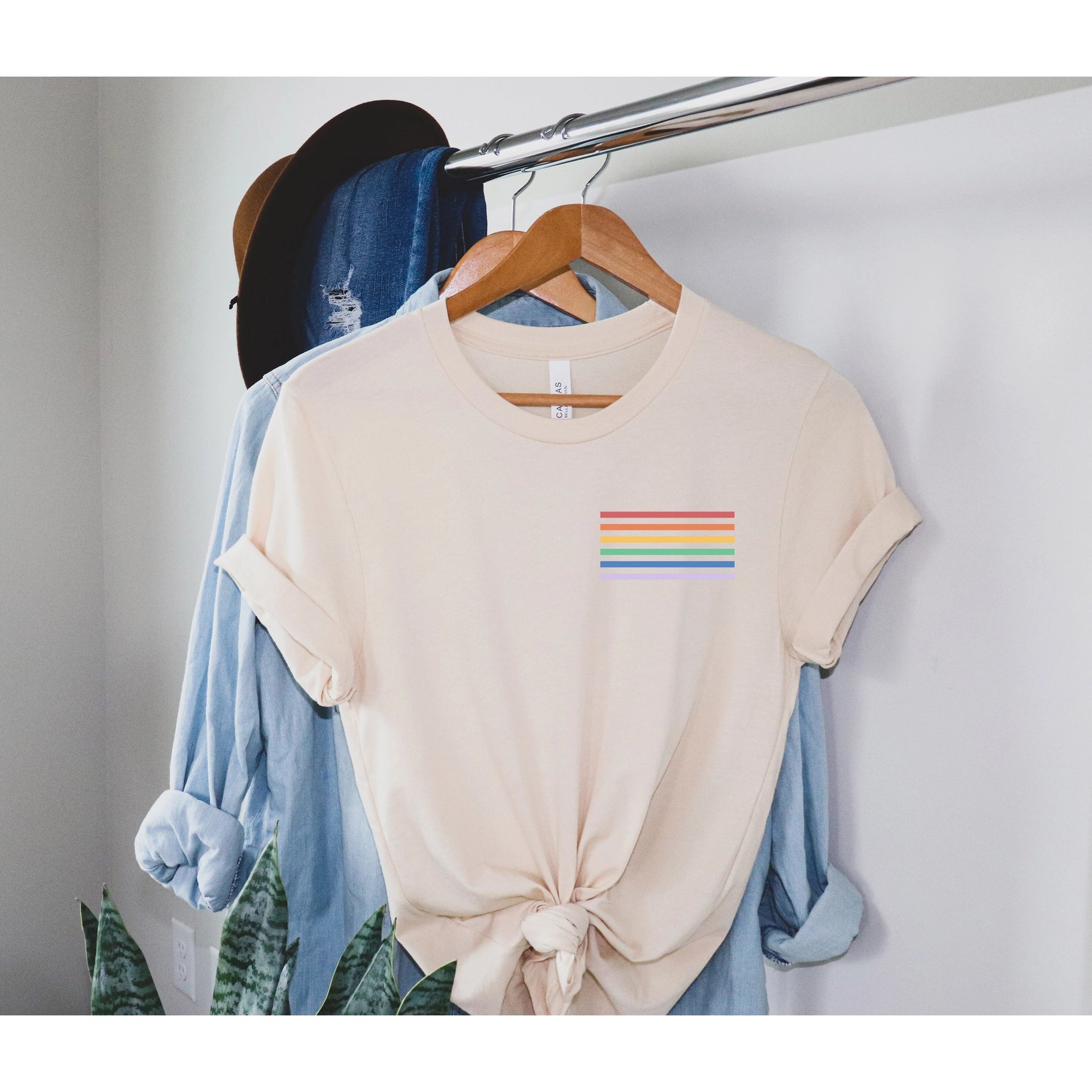 LGBT Flag Pocket Shirt, Pride Shirt, Gay Lesbian Pride Cream by Wild Lark