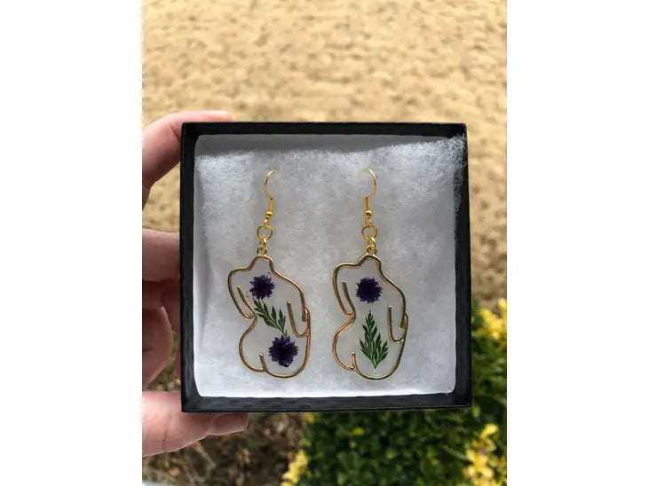 One-of-a-Kind Handmade Floral Body Silhouette Earrings by Wild Lark