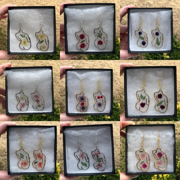 One-of-a-Kind Handmade Floral Body Silhouette Earrings by Wild Lark