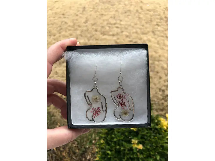 One-of-a-Kind Handmade Floral Body Silhouette Earrings by Wild Lark