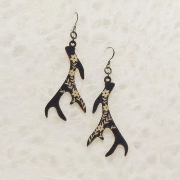 Antler Printed Wood Earrings by Wild Lark