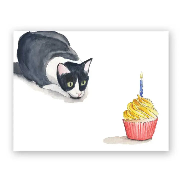 Cupcake Cat Birthday Greeting Card by Wild Lark