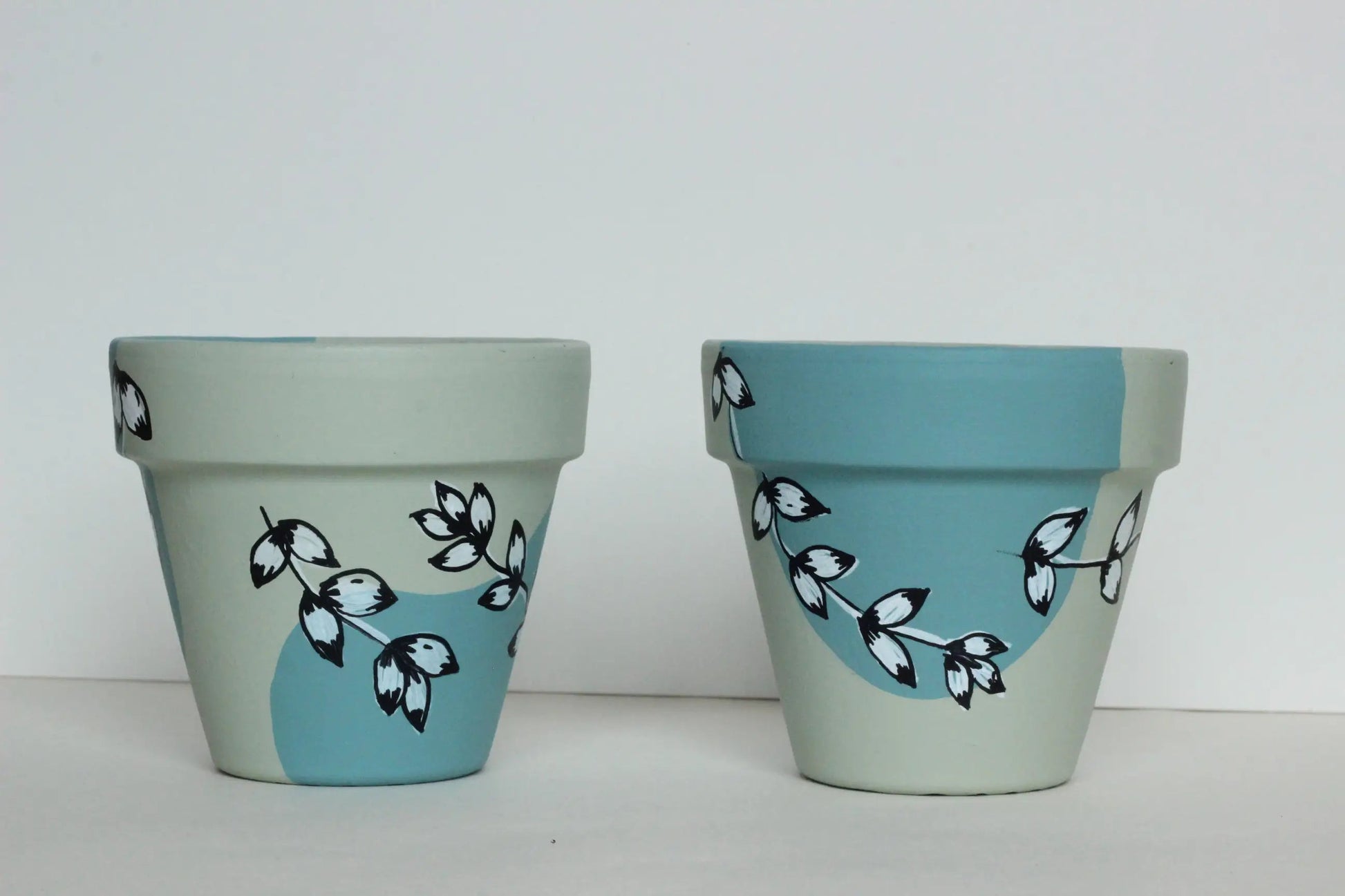 Green Leafy Pattern Planter + Saucer by Wild Lark