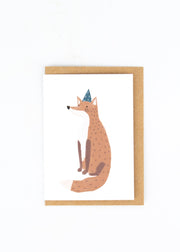 Fox in Party Hat Card by Wild Lark