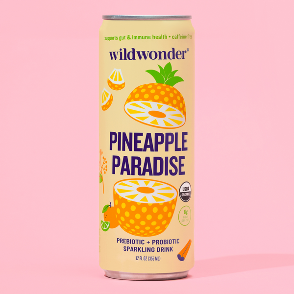 Pineapple Paradise Sparkling Prebiotic + Probiotic Drink by Wild Lark