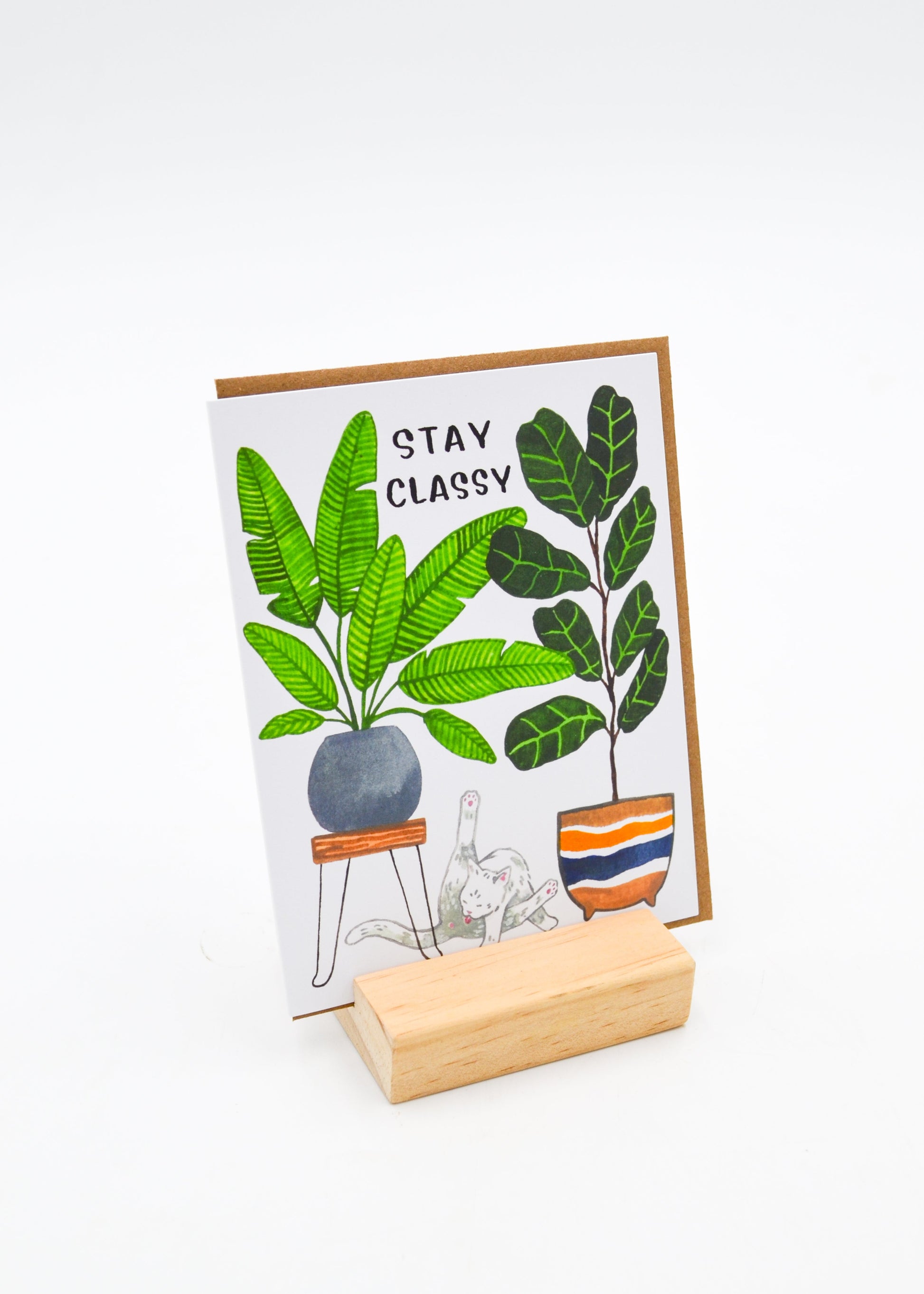 "Stay Classy" Card - Cat and Plants by Wild Lark