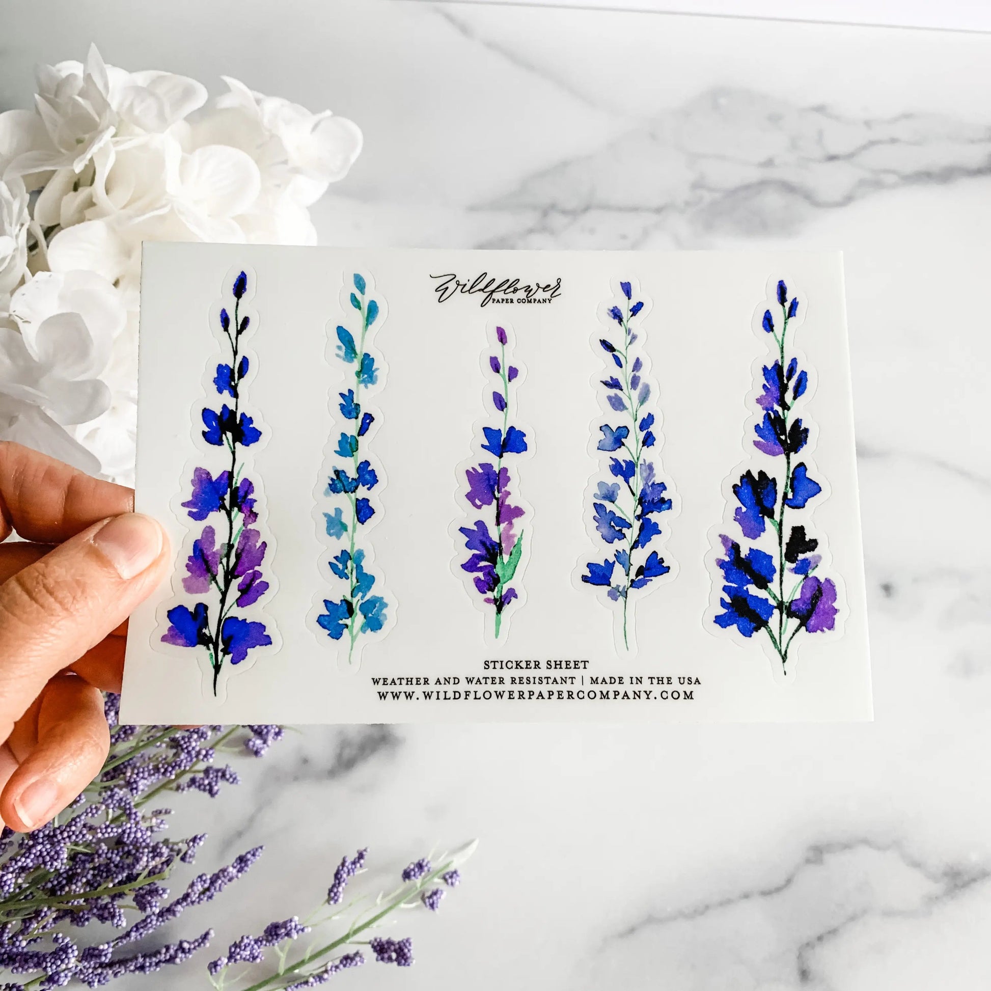 Larkspur Flower Sticker Sheet Decal by Wild Lark