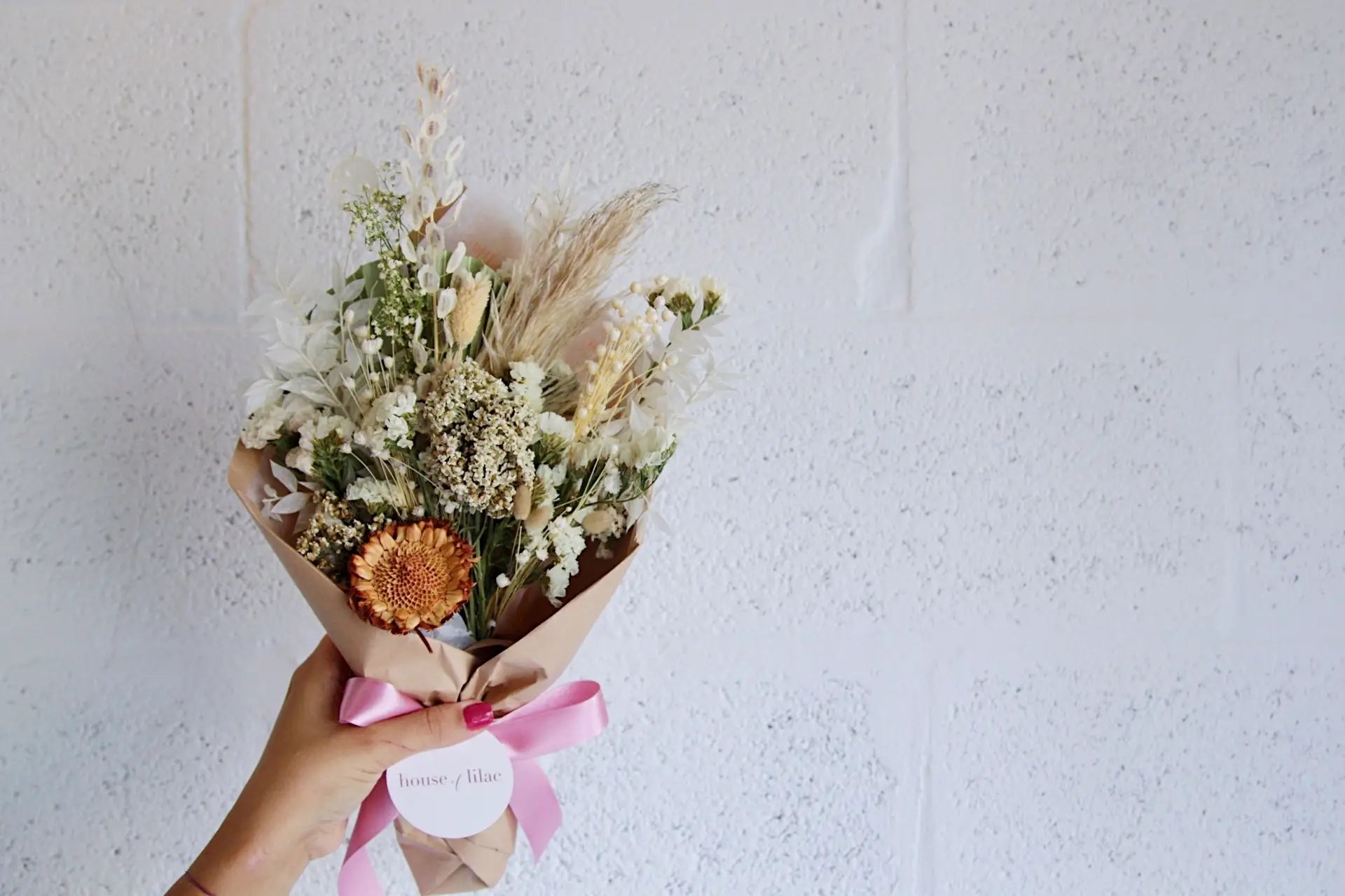Nude + White Dried Floral Bouquet by Wild Lark