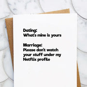 Dating vs. Marriage Card by Wild Lark
