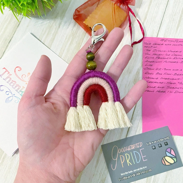 Pride Macrame Rainbow Keychain by Wild Lark