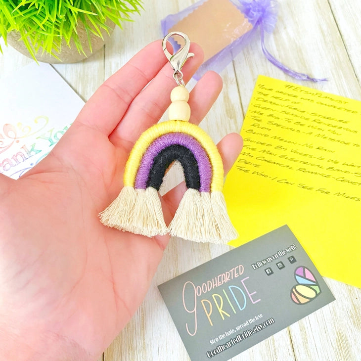 Pride Macrame Rainbow Keychain by Wild Lark