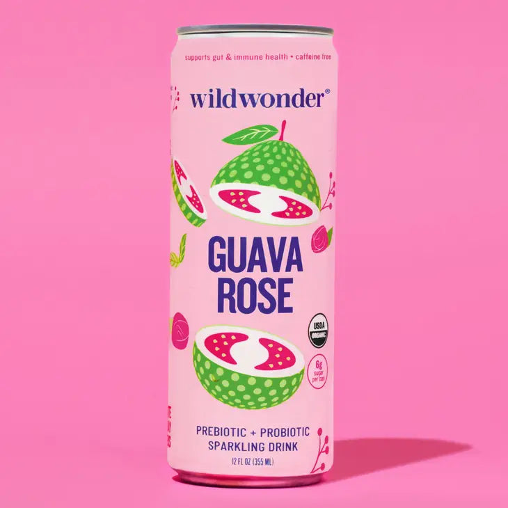 Guava Rose Sparkling Prebiotic + Probiotic Drink by Wild Lark
