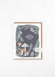 "Warmest Winter Wishes" Mushrooms and Ferns Card by Wild Lark