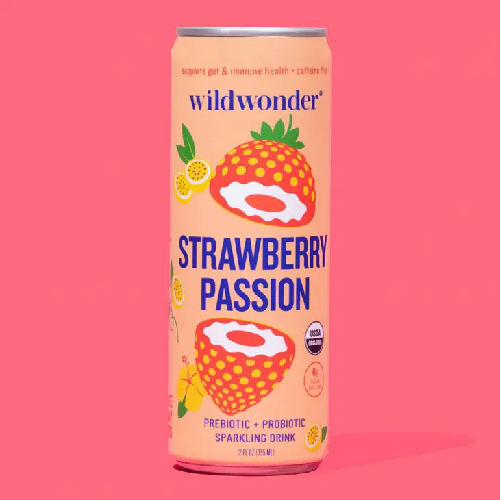 Strawberry Passion Sparkling Prebiotic + Probiotic Drink by Wild Lark