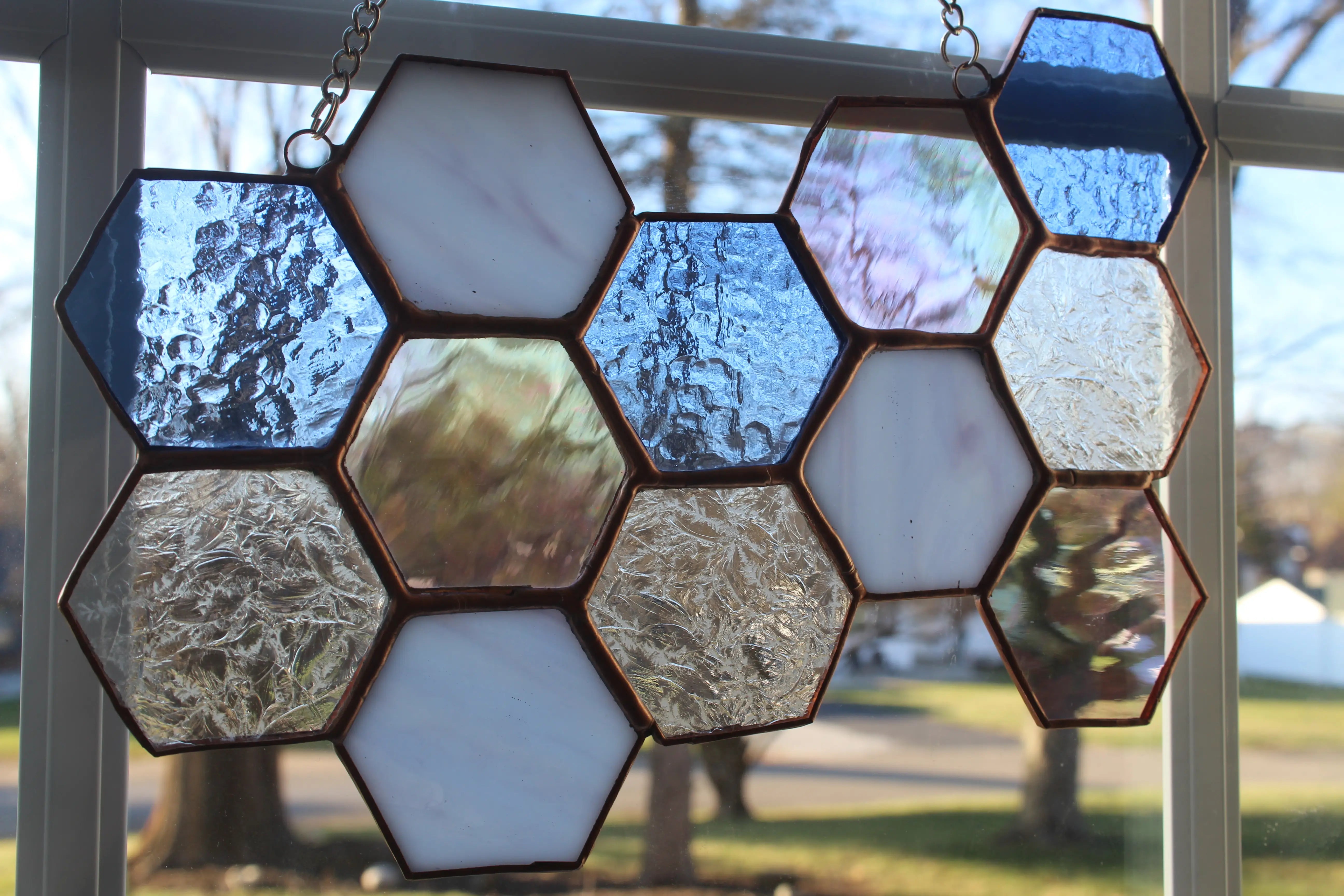 Honeycomb Stained Glass Suncatcher by Wild Lark