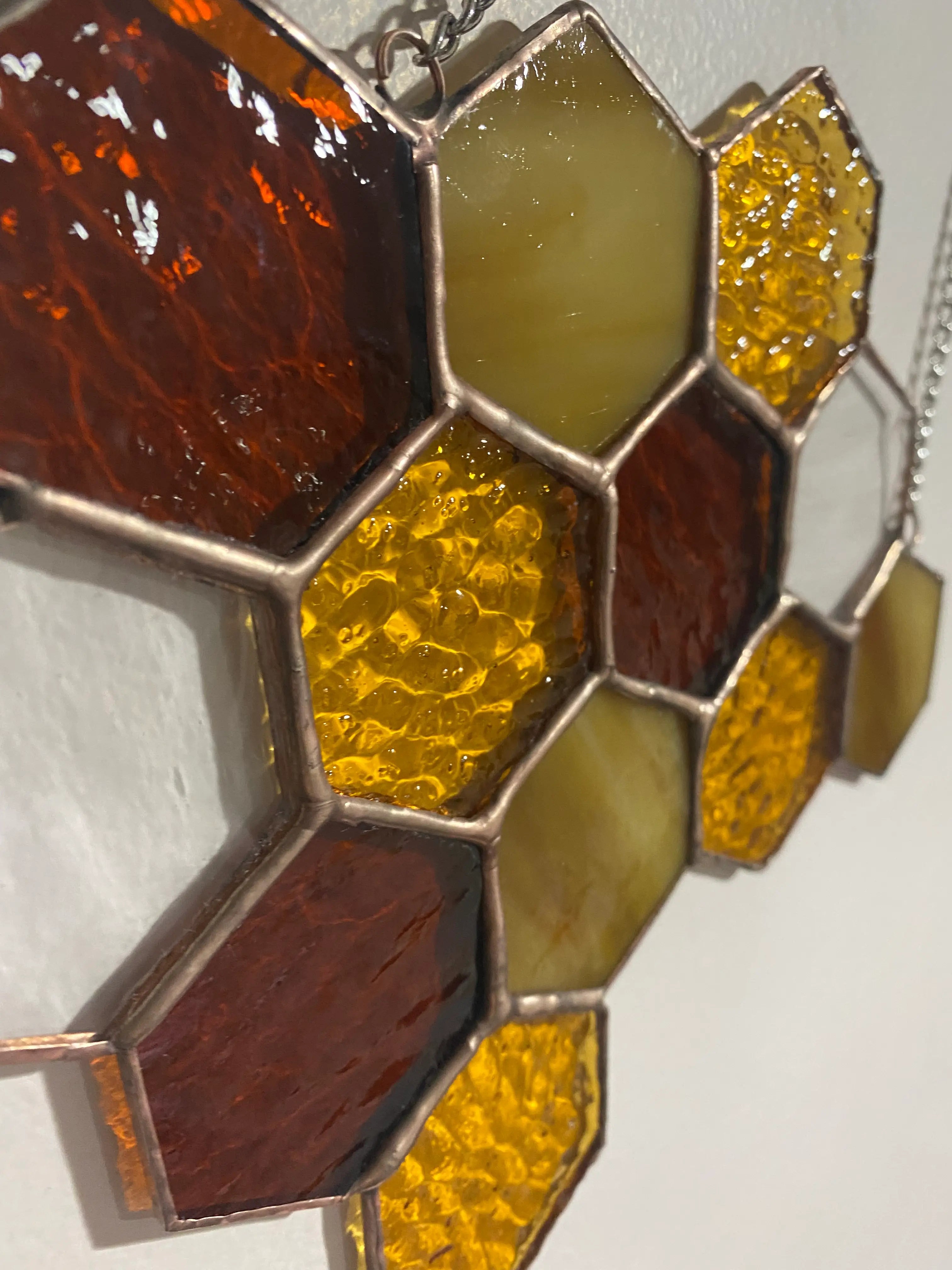 Honeycomb Stained Glass Suncatcher by Wild Lark