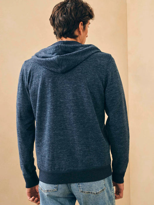 Faherty Double Knit Zip Hoodie - Varsity Navy Heather