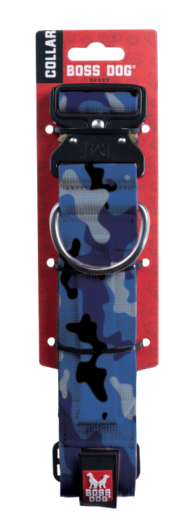 Boss Dog Tactical Dog Collar 20-28 Blue Camo by Pet Food Warehouse