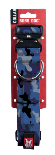 Boss Dog Tactical Dog Collar 15-18 Blue Camo by Pet Food Warehouse