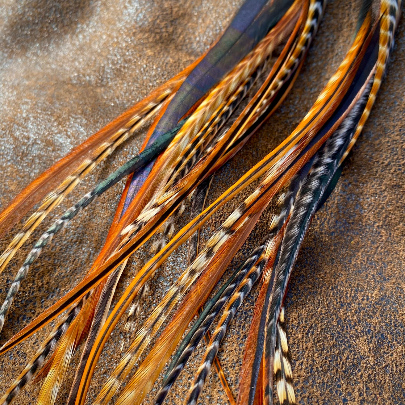 ASTALI Cone Feather Earrings - Cree Mix by Harbour Thread