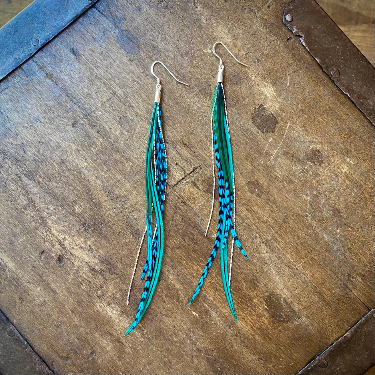 ASTALI Mini Feather Earrings - Green/Turquoise by Harbour Thread