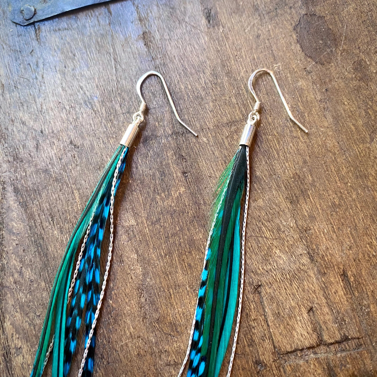 ASTALI Mini Feather Earrings - Green/Turquoise by Harbour Thread