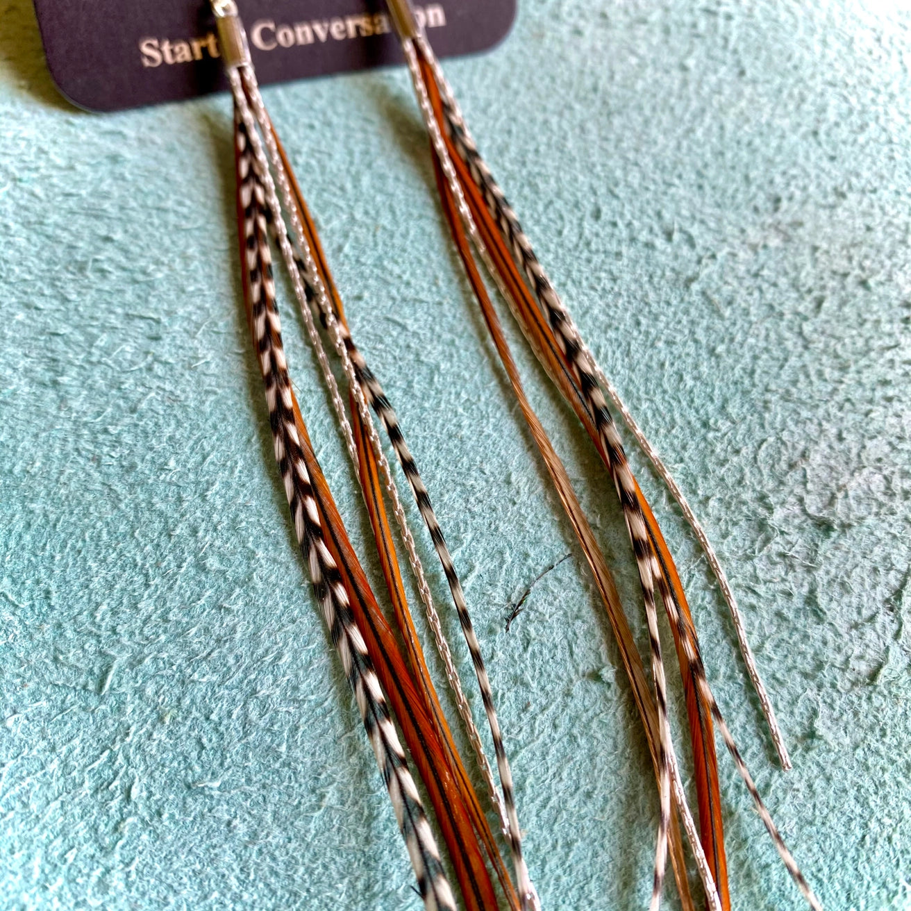 ASTALI Mini Feather Earrings - Grizzly/Fawn/Silver by Harbour Thread