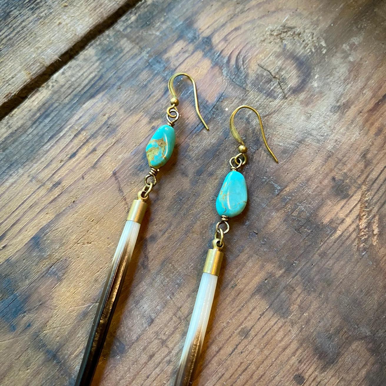 ASTALI Porcupine Quill & Turquoise Earrings by Harbour Thread