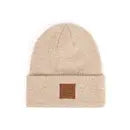 Heather Knit Suede Patch Beanie by Wild Lark