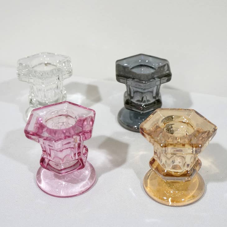 Glass Candlestick Holders Taper Candle Holders Tabletop by Wild Lark