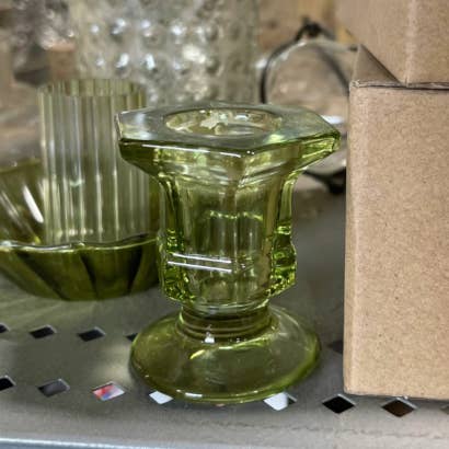 Glass Candlestick Holders Taper Candle Holders Tabletop by Wild Lark