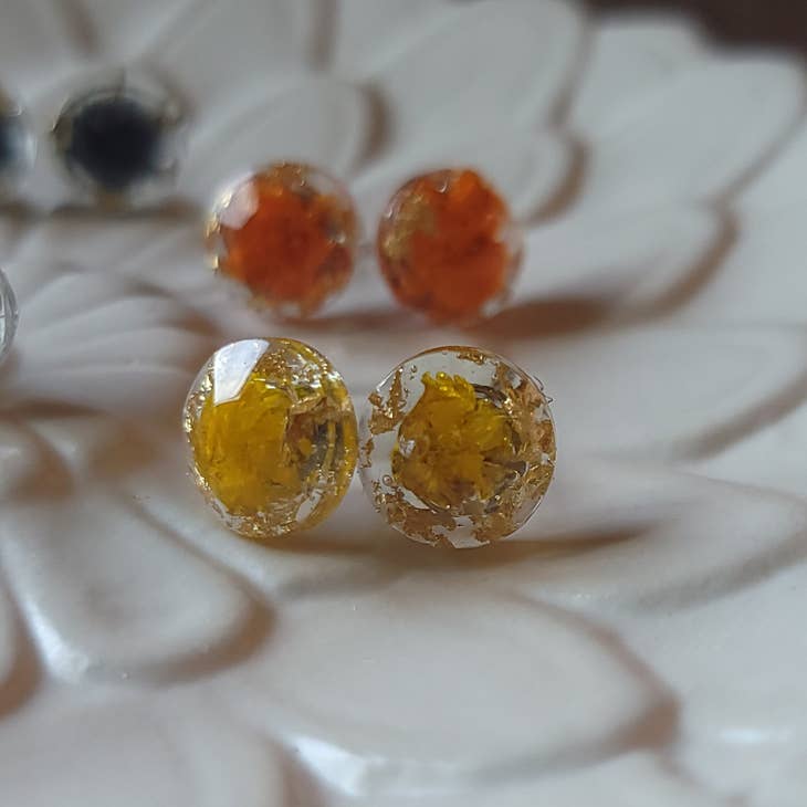 Real Pressed Dried Flowers Resin Earrings, Botanical Wedding by Wild Lark