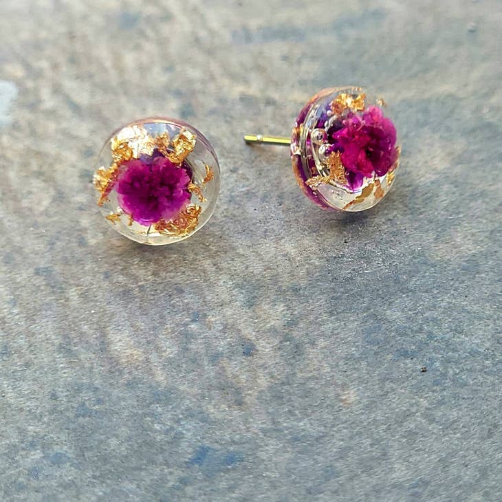 Real Pressed Dried Flowers Resin Earrings, Botanical Wedding by Wild Lark