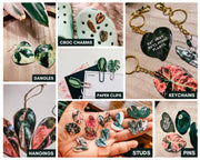 Syngonium Albo Leaf Earring, Magnet, Pin, Decor, Jewelry by Wild Lark