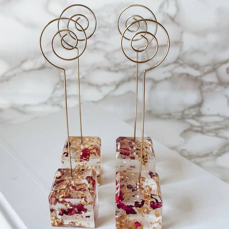 Floral Petal & Gold Wire Frame Card & Photo Display/Holder by Wild Lark