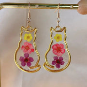 Dried Flower Cat Resin Earrings by Wild Lark