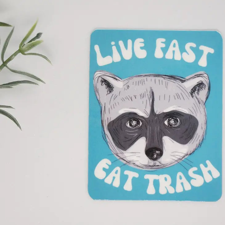 Live Fast Eat Trash Raccoon Sticker by Wild Lark