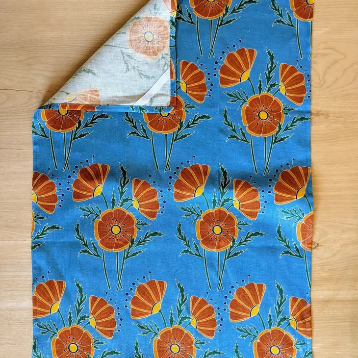 Orange poppies Tea Towel by Wild Lark