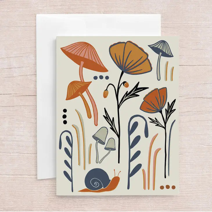 Mushrooms Greeting Card by Wild Lark