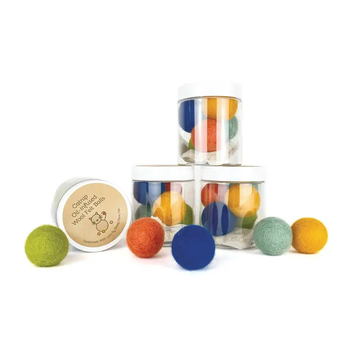 Catnip Oil-Infused Felt Balls | Large, Set of 5 by Wild Lark