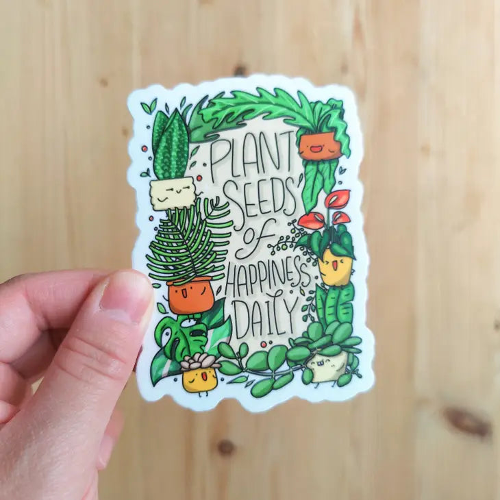 Plant Seeds of Happiness Daily Vinyl Sticker by Wild Lark