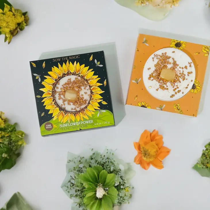 Sunflower Power Honey Bath Bomb with Amber by Wild Lark