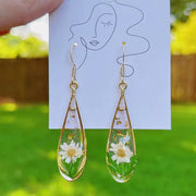 Pressed Flowers Drop Earrings, Botanical Earrings by Wild Lark