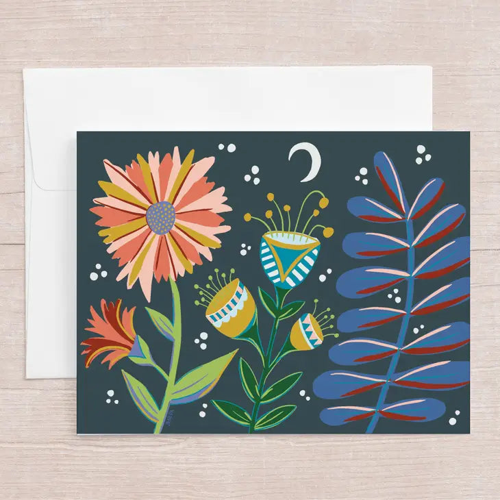 Midnight Blooms Greeting Card by Wild Lark