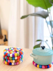 Multicolored Felt Ball Coasters | Set of 4- Case of 4 by Wild Lark
