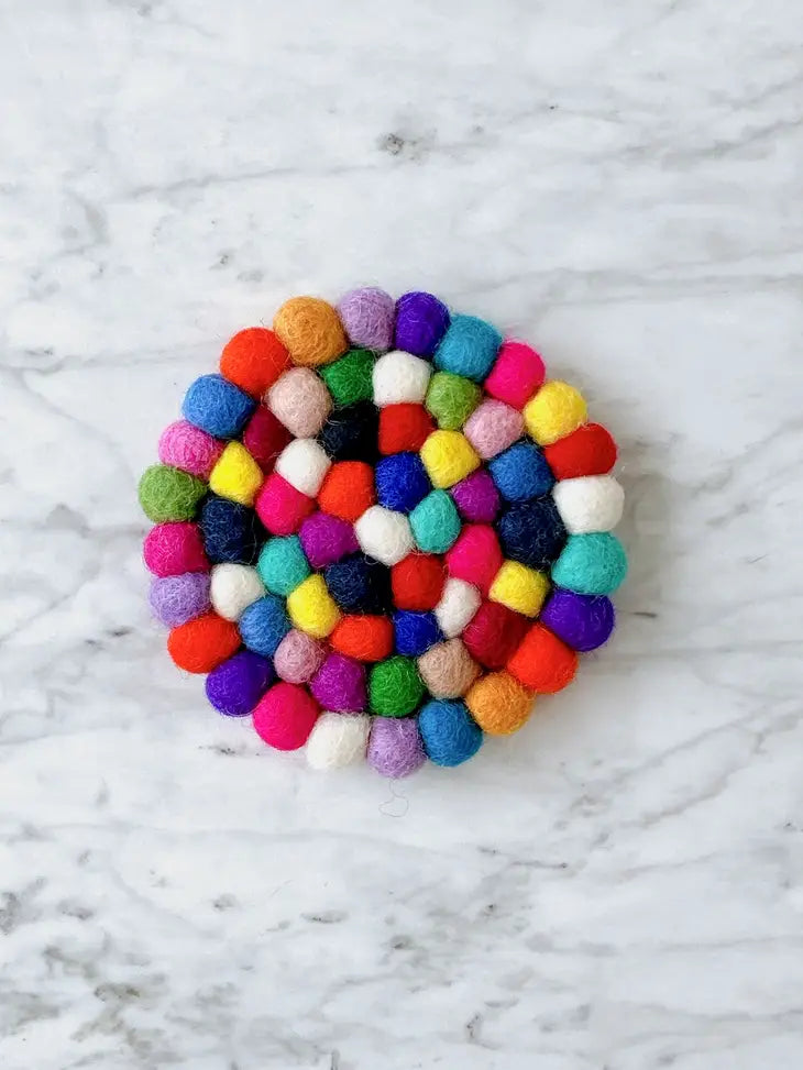 Multicolored Felt Ball Coasters | Set of 4- Case of 4 by Wild Lark