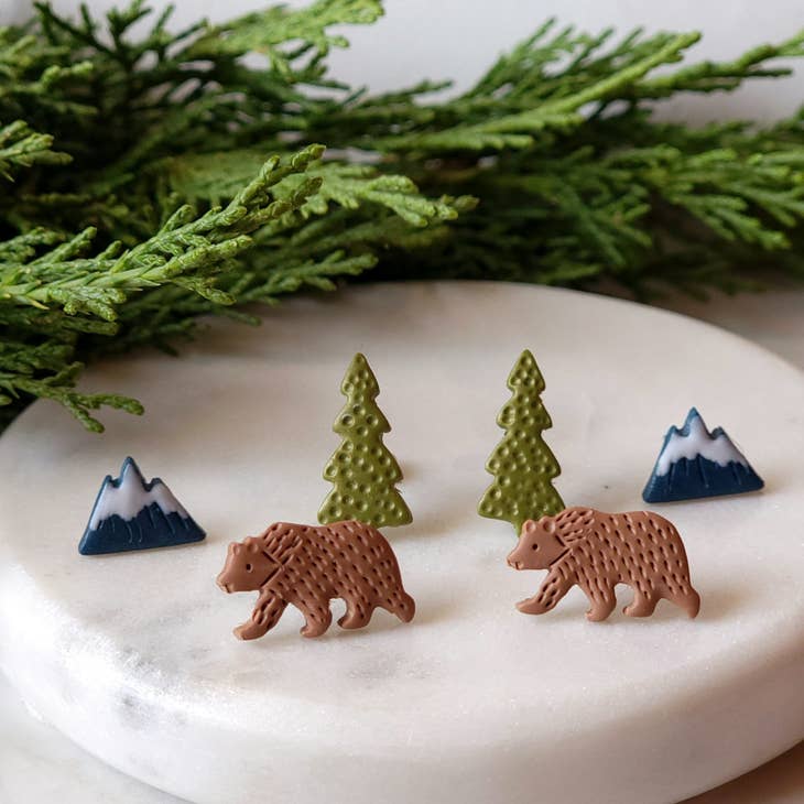 Winter Colorado Mountains Nature Studs by Wild Lark
