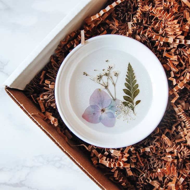 Pressed Flower & Botanical Ceramic Trinket Dish by Wild Lark