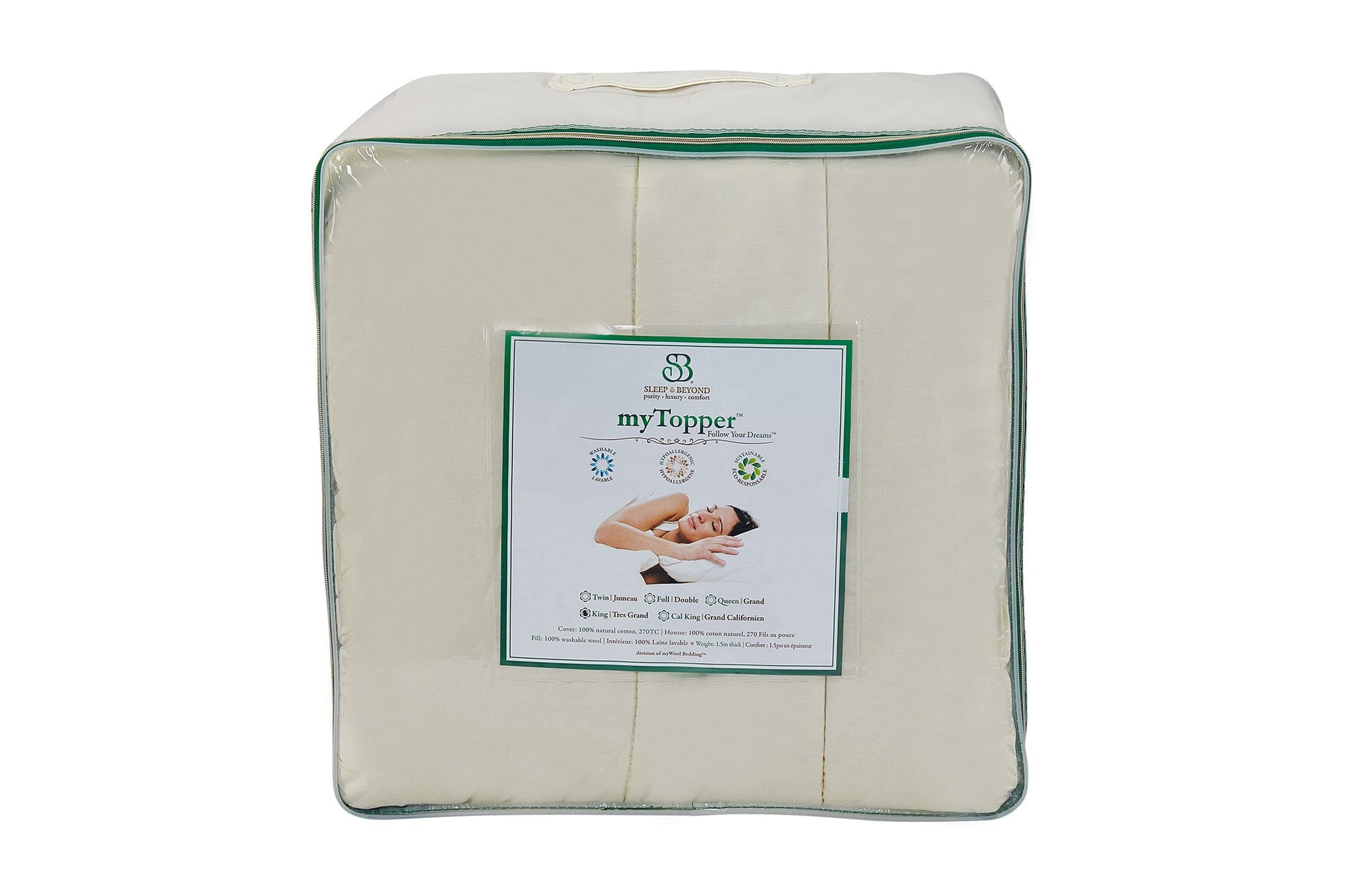 myTopper by Sleep & Beyond - 100% Natural Washable Wool by Natural Mattress Company