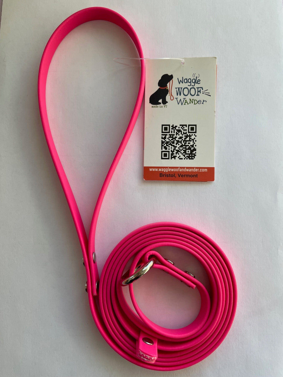 Waggle Woof & Wander Biothane Dog Slip Lead Hot Pink 1/2 6' by Pet Food Warehouse